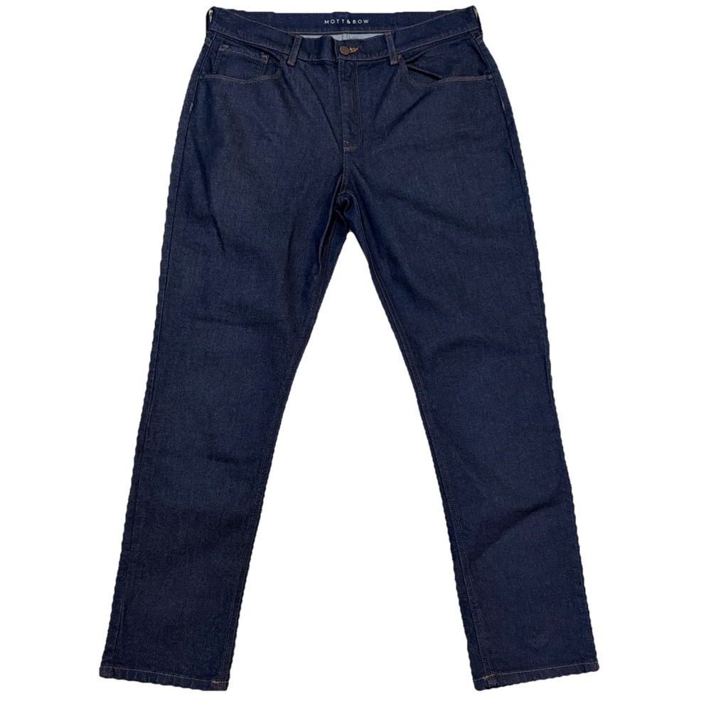 Mott & Bow Jeans Women's 32(34)x30 Blue Boyfriend Tapered Mid-Rise Stretch Denim